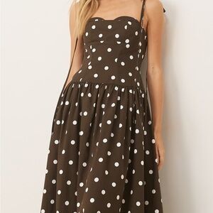 ASOS Brown Strapless Polka Dot Dress
